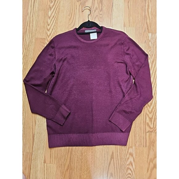 Slate & Stone 100% Merino Wool Men Sweater Large Wine Burgundy Preppy Old Money - Picture 3 of 8